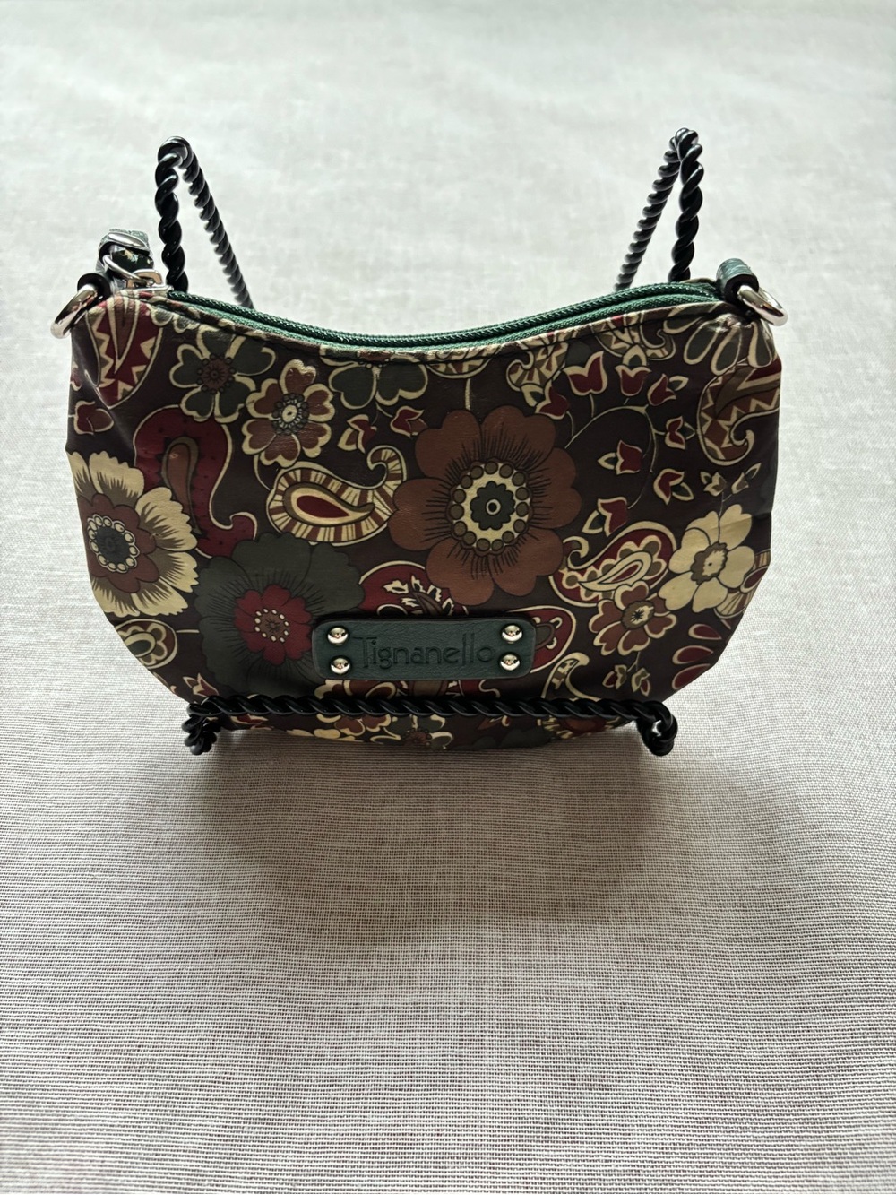 Tignanello paisley coquette boho floral hippie wristlet pouch